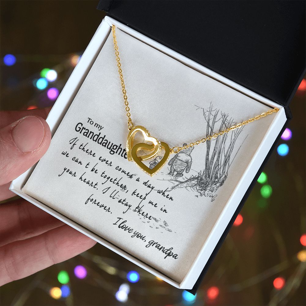 To My Granddaughter Interlocking Hearts Necklace Gift From Grandpa