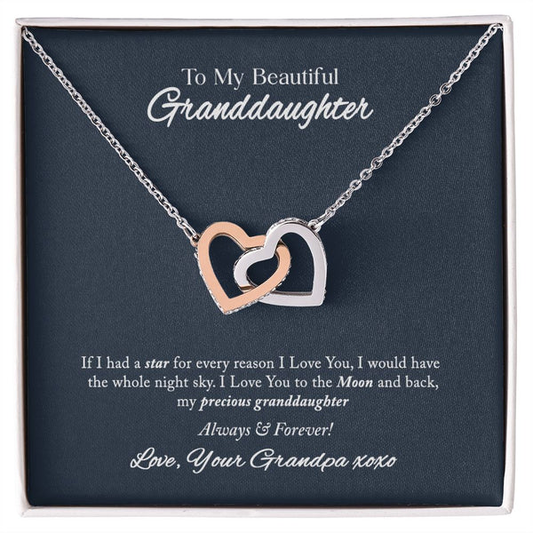 To My Beautiful Granddaughter Interlocking Hearts Necklace Gift From Grandpa