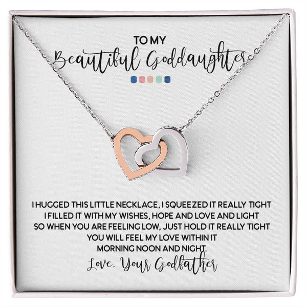 To My Beautiful Goddaughter Interlocking Hearts Necklace Gift From Godfather
