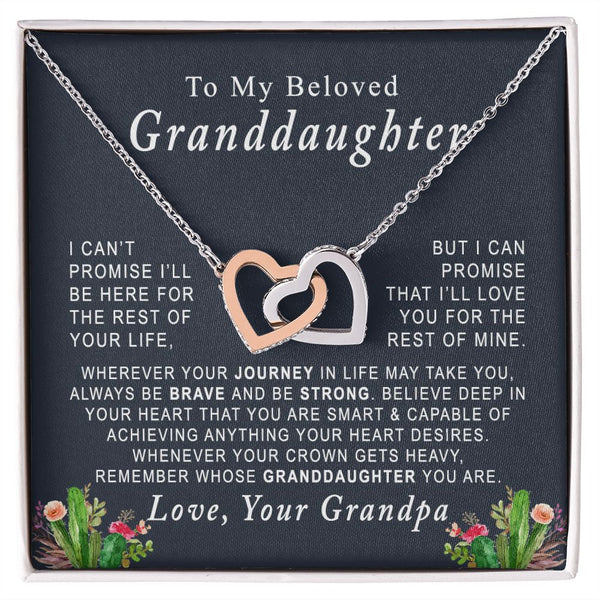 To My Beloved Granddaughter Interlocking Hearts Necklace Gift From Grandpa