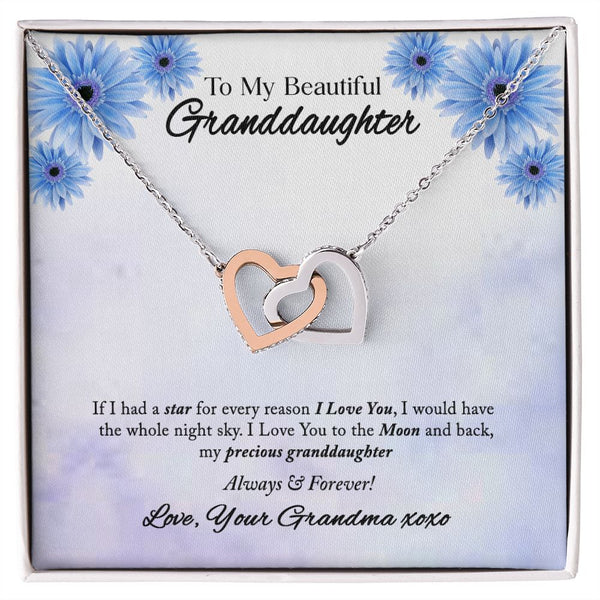 To My Beautiful Granddaughter Interlocking Hearts Necklace Gift From Grandma