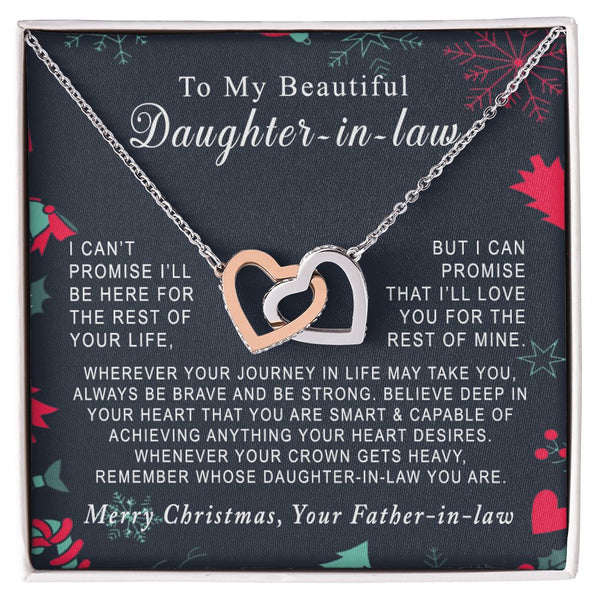 To My Beautiful Daughter-in-law Merry Christmas Interlocking Hearts Necklace Gift From Father-in-law