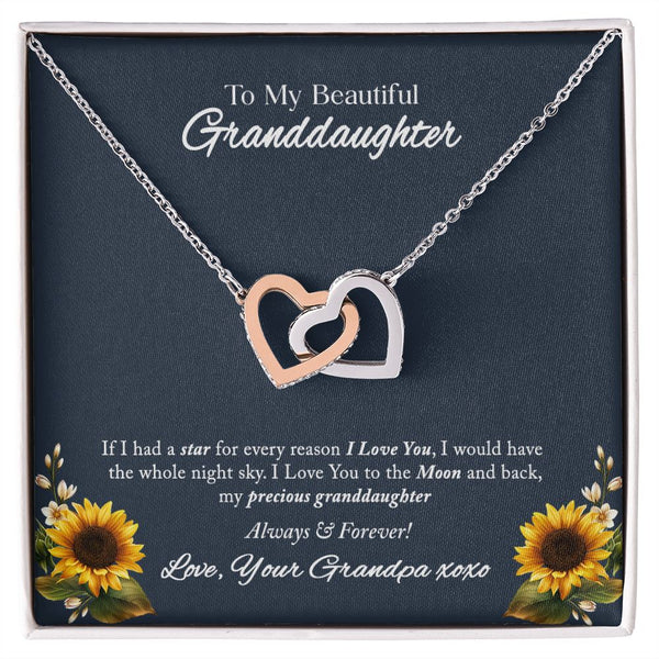 To My Beautiful Granddaughter Interlocking Hearts Necklace Gift From Grandpa