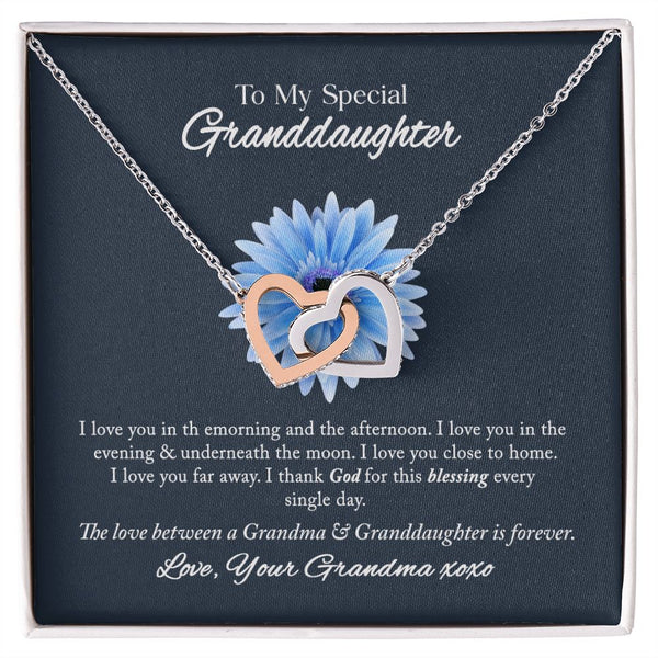 To My Special Granddaughter Interlocking Hearts Necklace Gift From Grandma