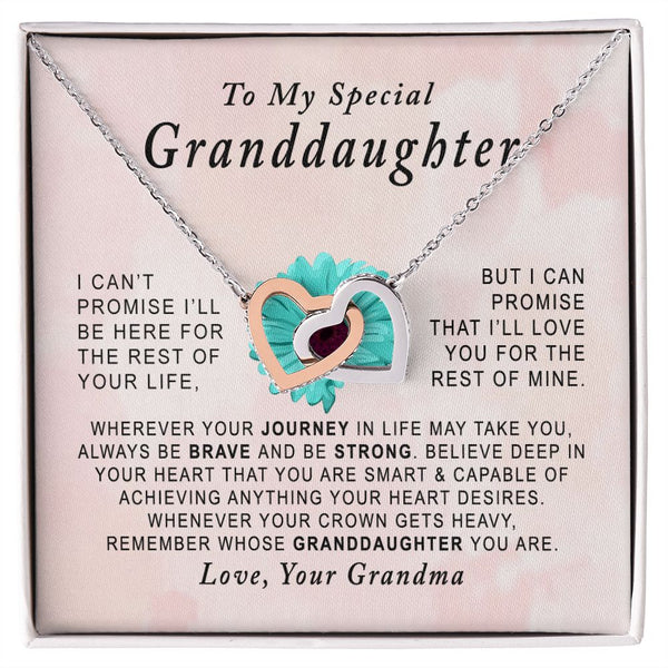 To My Special Granddaughter Interlocking Hearts Necklace Gift From Grandma