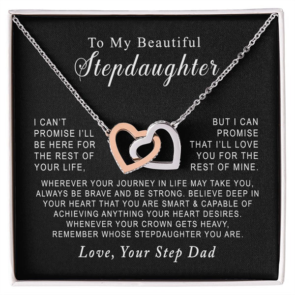 To My Beautiful Stepdaughter Interlocking Hearts Necklace Gift From Stepdad