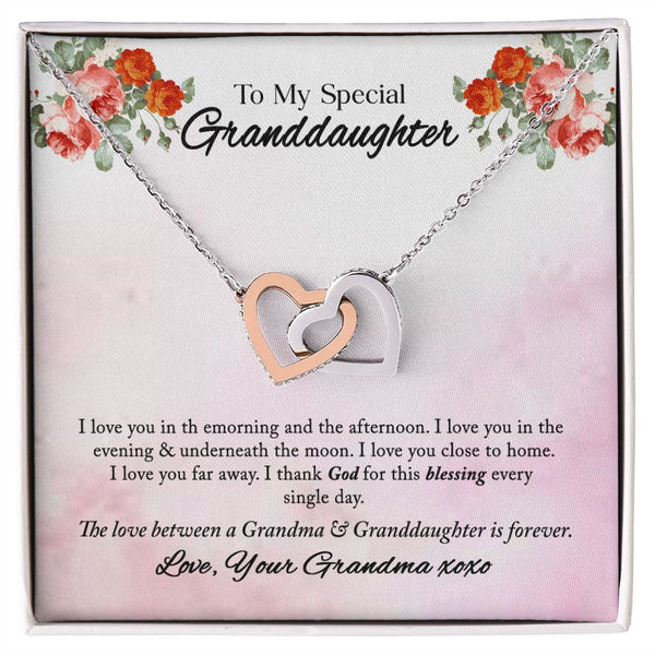 To My Special Granddaughter Interlocking Hearts Necklace Gift From Grandma