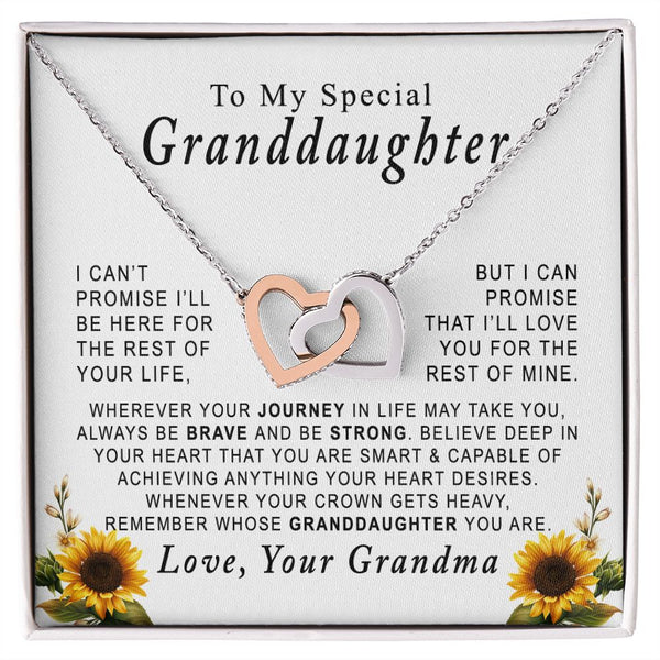 To My Special Granddaughter Interlocking Hearts Necklace Gift From Grandma