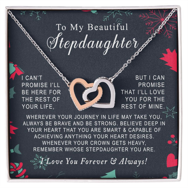 To My Beautiful Stepdaughter Christmas Interlocking Hearts Necklace Gift From Stepdad or Stepmom