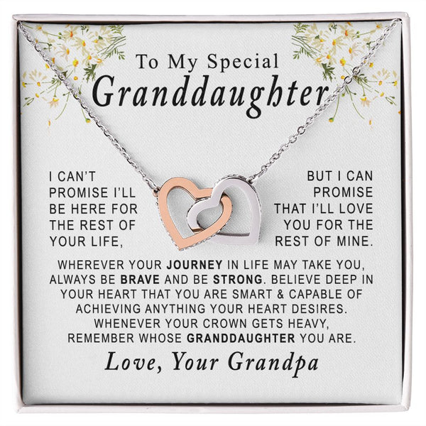 To My Special Granddaughter Interlocking Hearts Necklace Gift From Grandpa