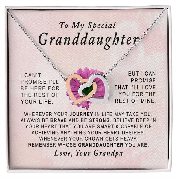 To My Special Granddaughter Interlocking Hearts Necklace Gift From Grandpa