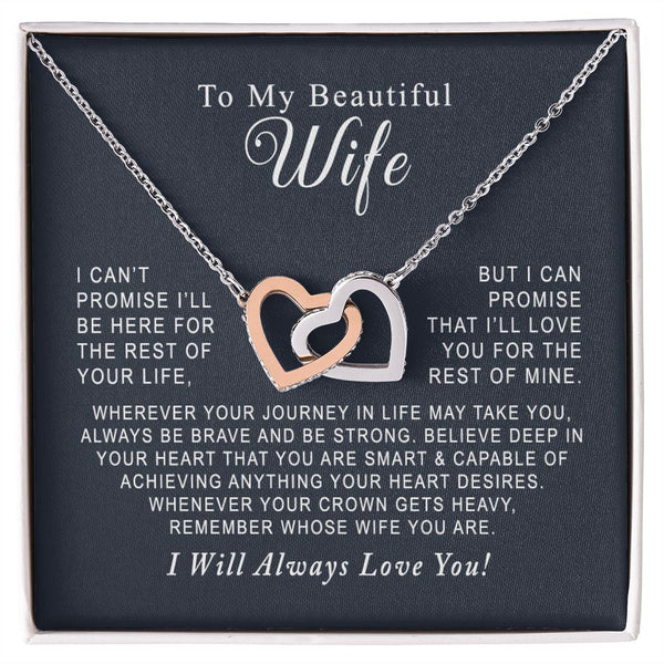 To My Beautiful Wife Interlocking Hearts Necklace Gift From Husband