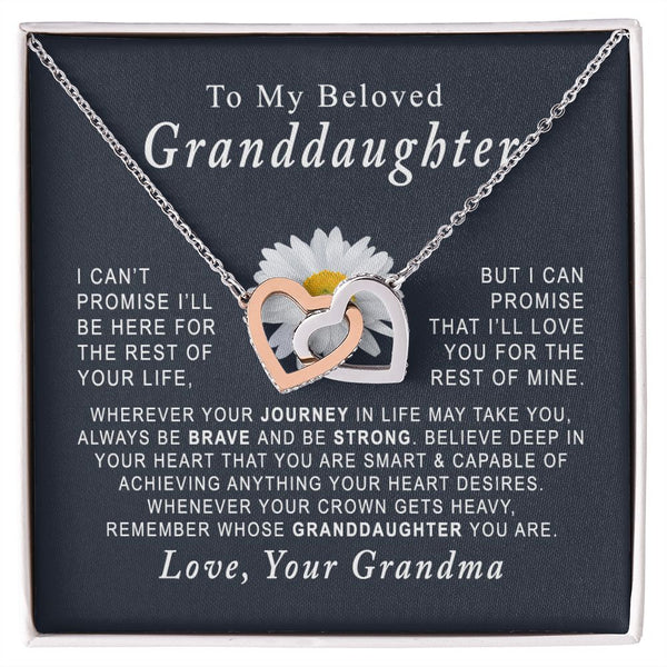 To My Beloved Granddaughter Interlocking Hearts Necklace Gift From Grandma