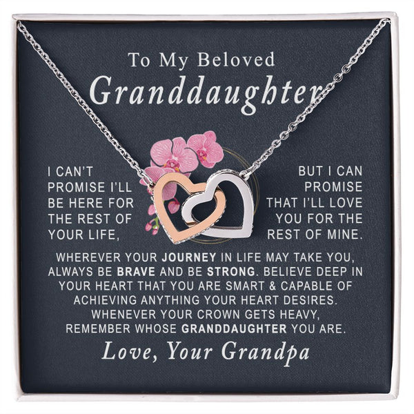 To My Beloved Granddaughter Interlocking Hearts Necklace Gift From Grandpa