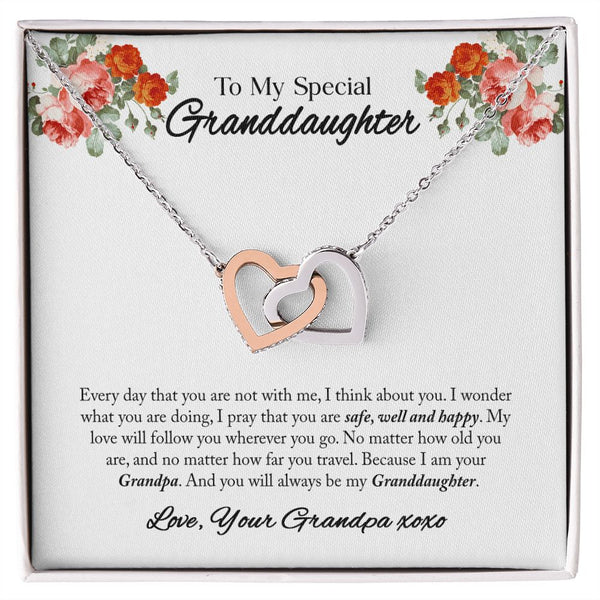 To My Granddaughter Interlocking Hearts Necklace Gift From Grandpa