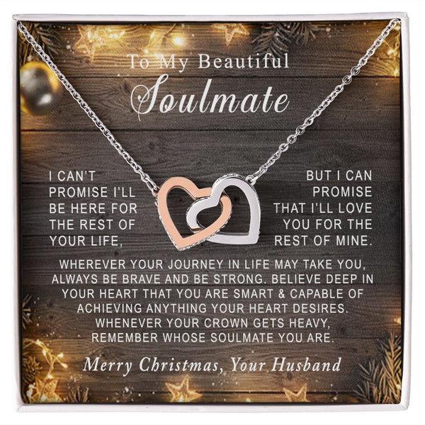 To My Beautiful Soulmate Christmas Interlocking Hearts Necklace Gift From Husband