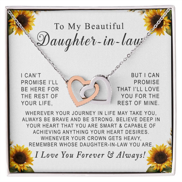 To My Beautiful Daughter-in-law Interlocking Hearts Necklace Gift From Mother-in-law or Father-in-law