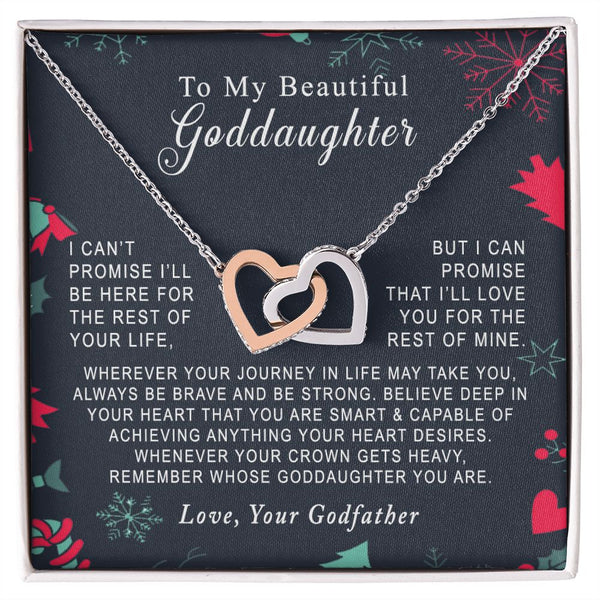 To My Beautiful Goddaughter Christmas Interlocking Hearts Necklace Gift From Godfather
