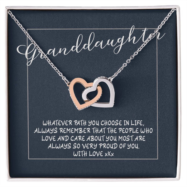 To My Granddaughter Interlocking Hearts Necklace Gift From Grandpa or Grandma