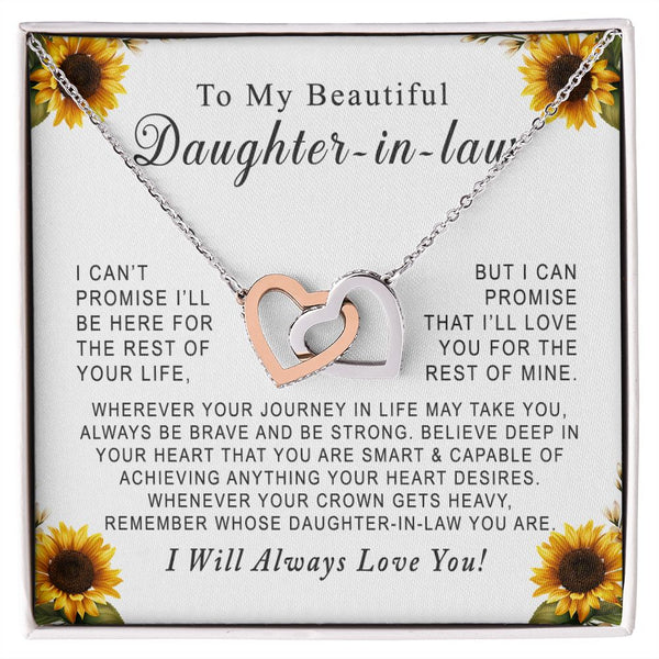 To My Beautiful Daughter-in-law Interlocking Hearts Necklace Gift From Father-in-law of Mother-in-law