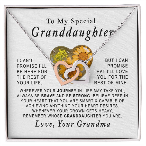 To My Special Granddaughter Interlocking Hearts Necklace Gift From Grandma