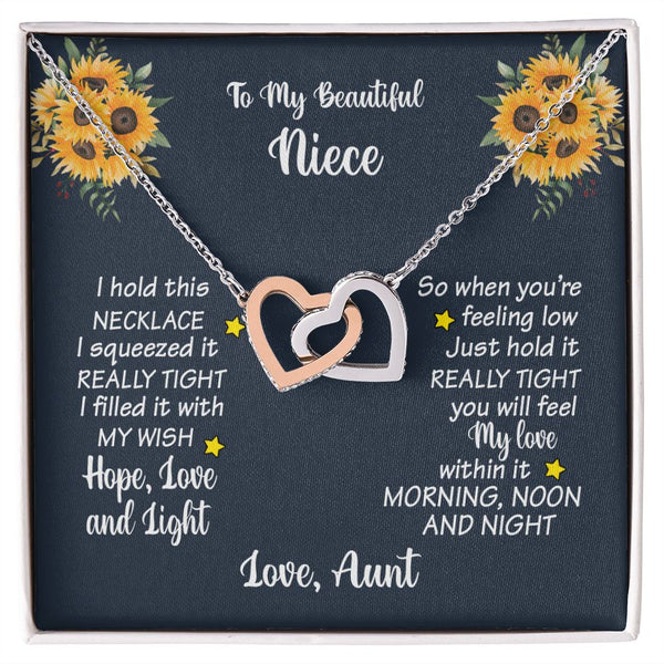 To My Beautiful Niece Interlocking Hearts Necklace Gift From Aunt