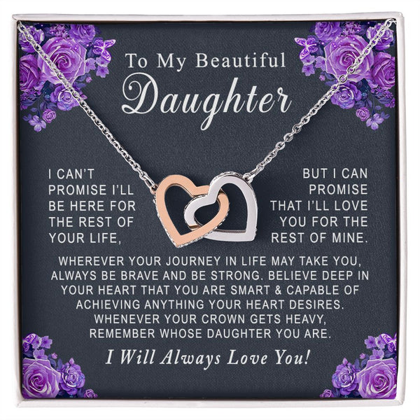 To My Beautiful Daughter Interlocking Hearts Necklace Gift From Mother or Father