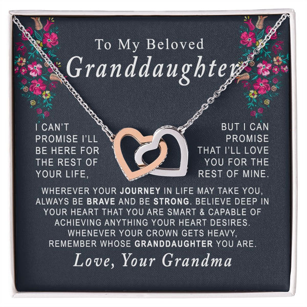 To My Beloved Granddaughter Interlocking Hearts Necklace Gift From Grandma