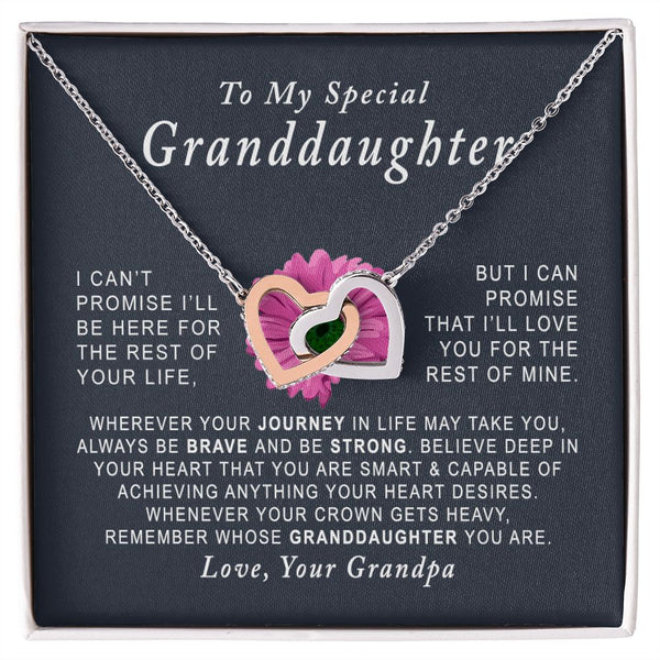 To My Special Granddaughter Interlocking Hearts Necklace Gift From Grandpa