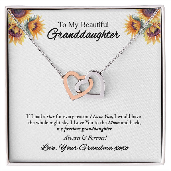 To My Beautiful Granddaughter Interlocking Hearts Necklace Gift From Grandma