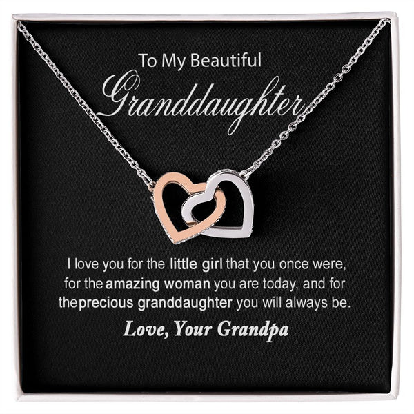 To My Beautiful Granddaughter Interlocking Hearts Necklace Gift From Grandpa