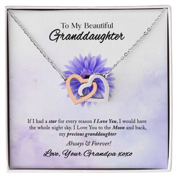 To My Beautiful Granddaughter Interlocking Hearts Necklace Gift From Grandpa