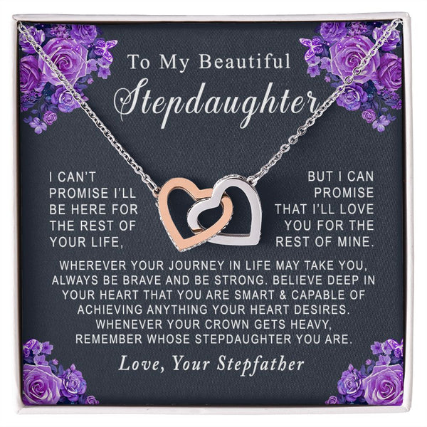 To My Beautiful Stepdaughter Interlocking Hearts Necklace Gift From Stepfather
