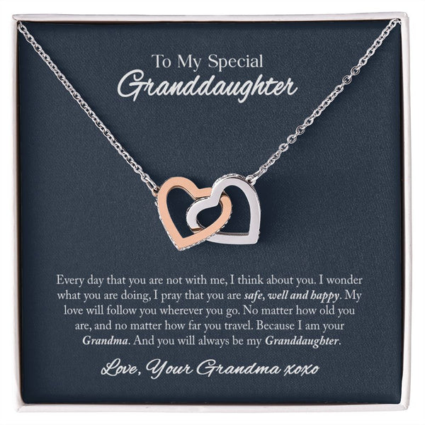 To My Granddaughter Interlocking Hearts Necklace Gift From Grandma