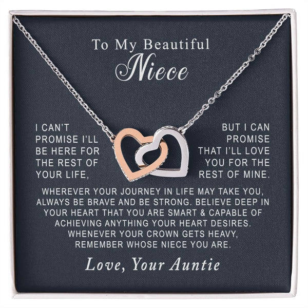 To My Beautiful Niece Interlocking Hearts Necklace Gift From Auntie