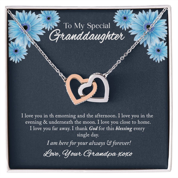 To My Special Granddaughter Interlocking Hearts Necklace Gift From Grandpa