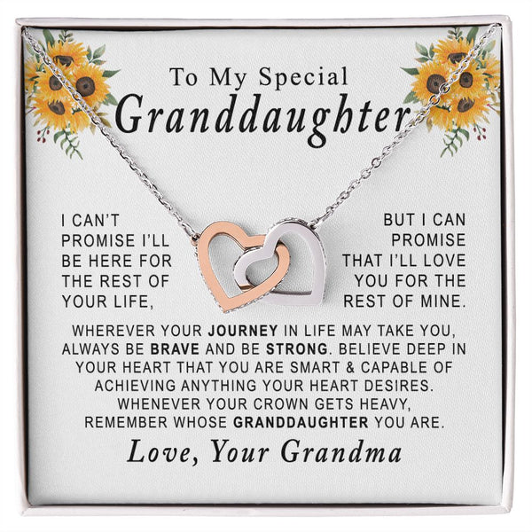 To My Special Granddaughter Interlocking Hearts Necklace Gift From Grandma