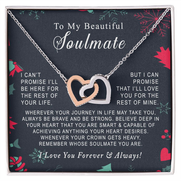 To My Beautiful Soulmate Christmas Interlocking Hearts Necklace Gift From Boyfriend or Husband