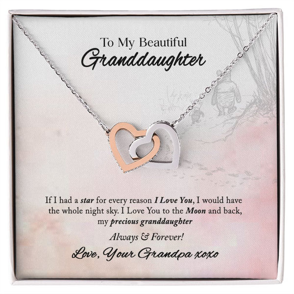 To My Beautiful Granddaughter Interlocking Hearts Necklace Gift From Grandpa