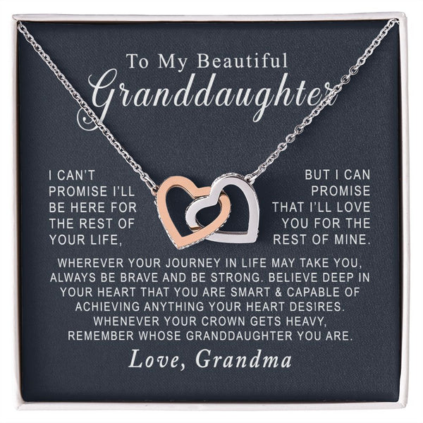 To My Beautiful Granddaughter Interlocking Hearts Necklace Gift From Grandma