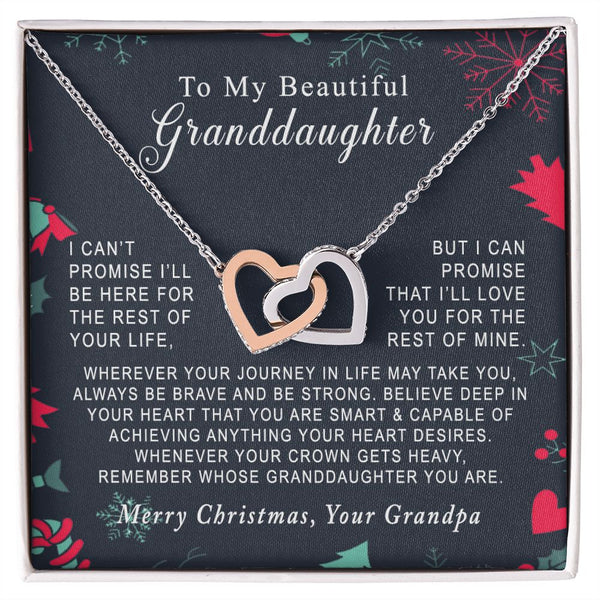 To My Beautiful Granddaughter Merry Christmas Interlocking Hearts Necklace Gift From Grandpa