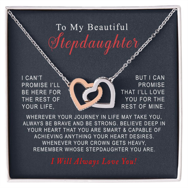 To My Beautiful Stepdaughter Christmas Interlocking Hearts Necklace Gift From Stepmother or Stepfather