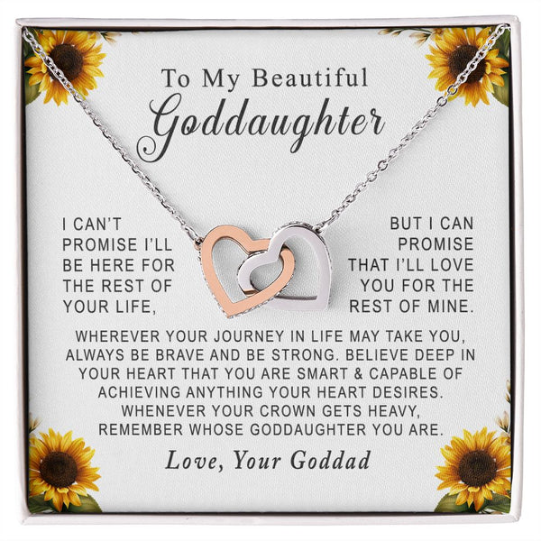 To My Beautiful Goddaughter Sunflower Interlocking Hearts Necklace Gift From Godfather