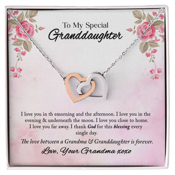 To My Special Granddaughter Interlocking Hearts Necklace Gift From Grandma