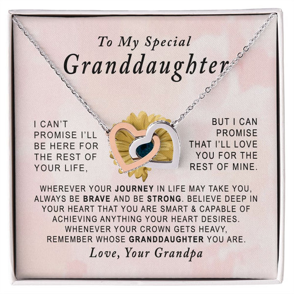To My Special Granddaughter Interlocking Hearts Necklace Gift From Grandpa