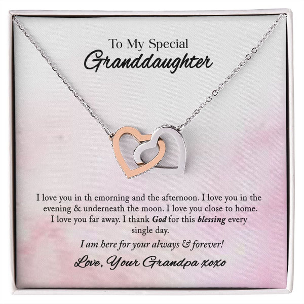 To My Special Granddaughter Interlocking Hearts Necklace Gift From Grandpa