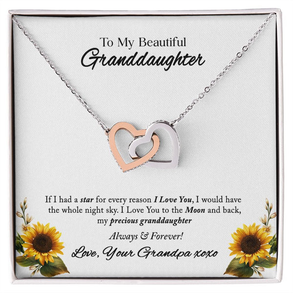 To My Beautiful Granddaughter Interlocking Hearts Necklace Gift From Grandpa