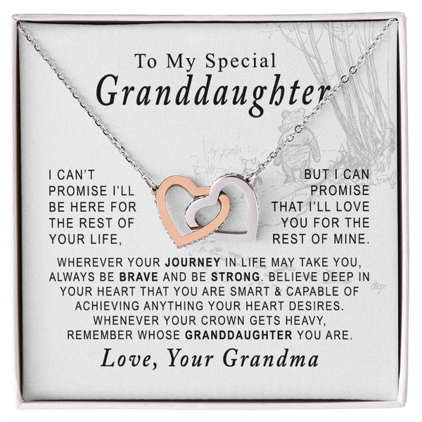 To My Special Granddaughter Interlocking Hearts Necklace Gift From Grandma