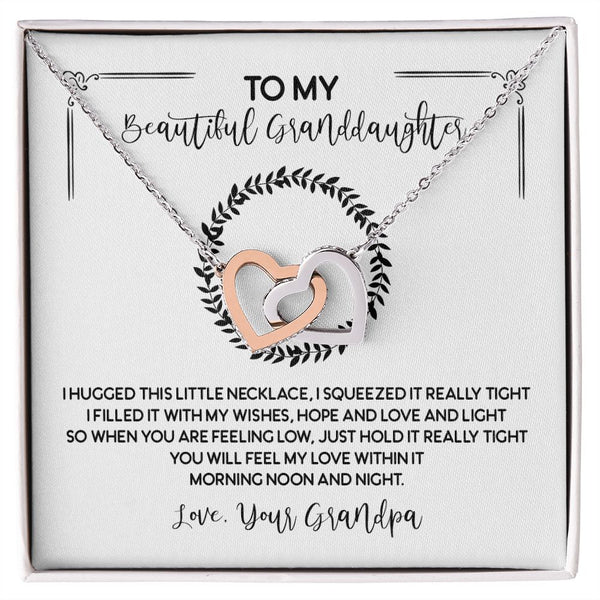 To My Beautiful Granddaughter Interlocking Hearts Necklace Gift From Grandpa
