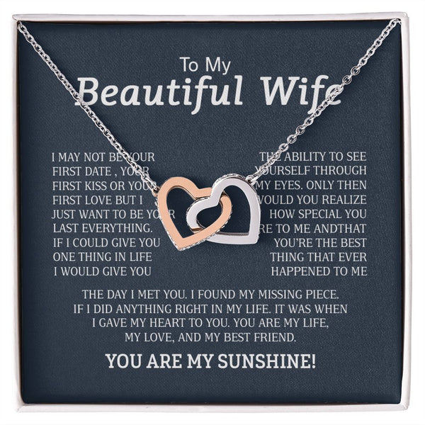 To My Beautiful Wife Interlocking Hearts Necklace Gift From Husband